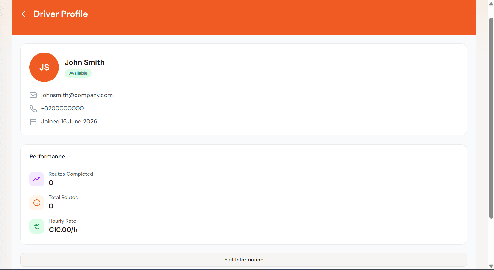 Driver profile in OmniFleet