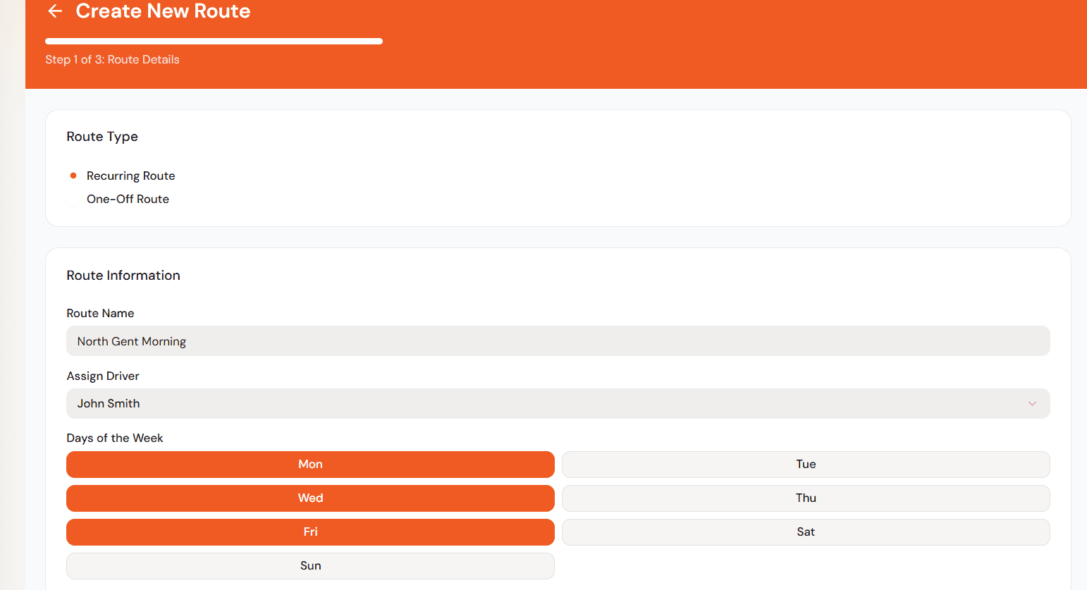 Create a recurring route in OmniFleet